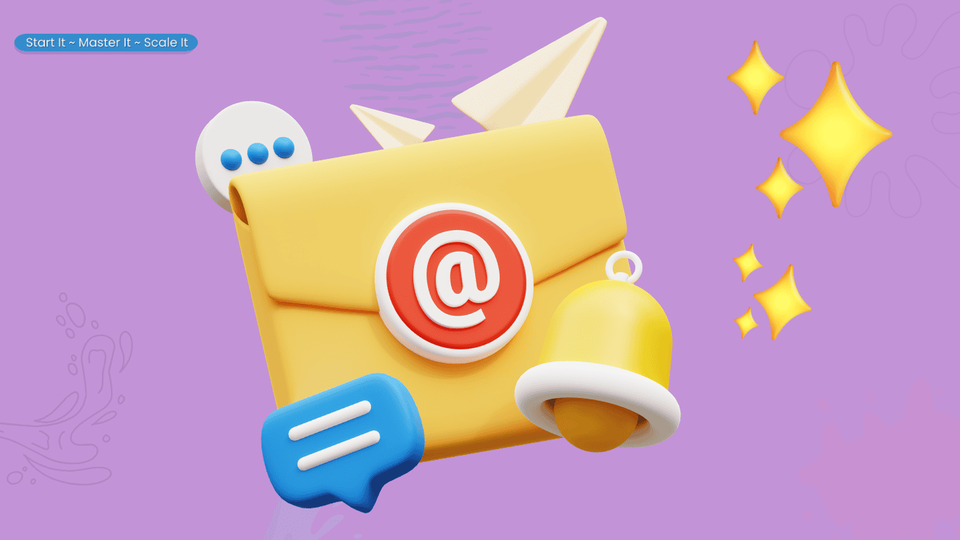 Colorful email icon with notifications, Passive income and digital marketing concept—monetizing content online, make money online, affiliate marketing, mmo essentials