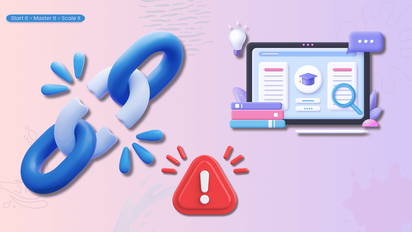 Broken link icon representing an invented URL, one of the easiest hallucinations to catch.

