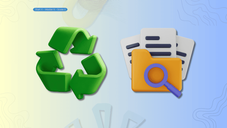 A loop of arrows next to an overflowing folder, used as the cover image for a post on building one AI workflow instead of collecting prompts.