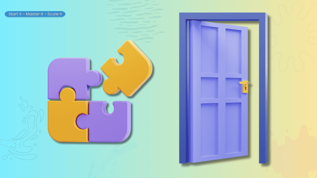 A single open door representing how a landing page differs from a full website.